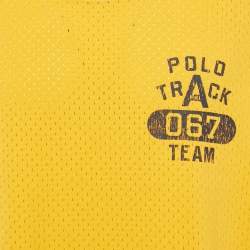 Pre Owned تي شيرت بولو رالف لورين جيرسي مثقوب أصفر بدون أكمام مقاس كبير جدًا - إكسترا لارج