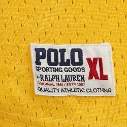 Pre Owned تي شيرت بولو رالف لورين جيرسي مثقوب أصفر بدون أكمام مقاس كبير جدًا - إكسترا لارج