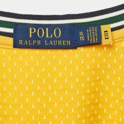 Pre Owned تي شيرت بولو رالف لورين جيرسي مثقوب أصفر بدون أكمام مقاس كبير جدًا - إكسترا لارج