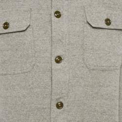 Pre Owned Polo Ralph Lauren Grey Cotton Felt Button Front Jacket XL