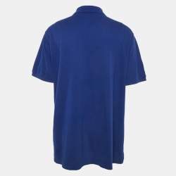 مملوكة مسبقًا تي شيرت بولو رالف لورين بيكيه قطن أزرق مطرز كلاسيك مقاس ضخم (إكس إكس لارج)