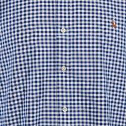 Pre Owned Polo Ralph Lauren Blue Gingham Check Cotton Classic Fit Shirt XXL