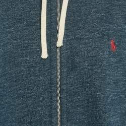 Pre Owned Polo Ralph Lauren Blue Cotton Zip-Up Hooded Sweatshirt XXL