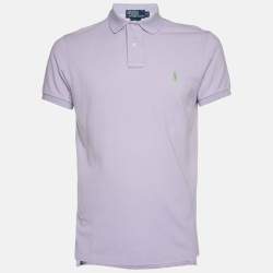 Pre Owned Polo Ralph Lauren Lavender Cotton Custom Fit Polo T-Shirt M