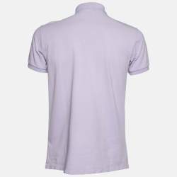 Pre Owned Polo Ralph Lauren Lavender Cotton Custom Fit Polo T-Shirt M