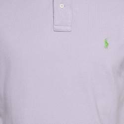 Pre Owned Polo Ralph Lauren Lavender Cotton Custom Fit Polo T-Shirt M