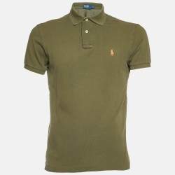 Pre Owned Polo Ralph Lauren Olive Green Cotton Polo T-Shirt M