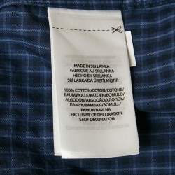 Pre Owned Polo Ralph Lauren Navy Blue Plaid Cotton Button Front Shirt XL