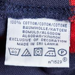Pre Owned Polo Ralph Lauren Navy Blue Striped Cotton Polo T-Shirt M