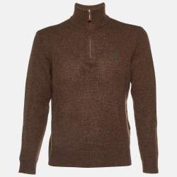 Pre Owned Polo Ralph Lauren Brown Lambs Wool High Neck Sweater M