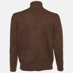 Pre Owned Polo Ralph Lauren Brown Lambs Wool High Neck Sweater M