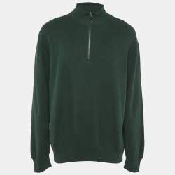 Pre Owned Polo Ralph Lauren Green Pique Cotton Polo Long Sleeve T-Shirt XXL