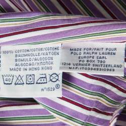 مملوكة مسبقًا Polo Ralph Lauren Purple Striped Cotton Custom Fit Shirt M