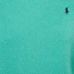 Pre Owned Polo Ralph Lauren Green Cotton Knit V-Neck Sweater S