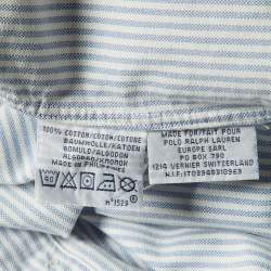 Pre Owned Polo Ralph Lauren Blue Striped Cotton Slim Fit Button Down Shirt M
