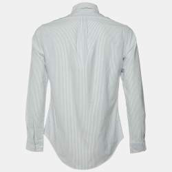 Pre Owned Polo Ralph Lauren Blue Striped Cotton Slim Fit Button Down Shirt M
