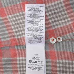 Pre Owned Polo Ralph Lauren Pink/Grey Checkered Linen Classic Fit Shirt L