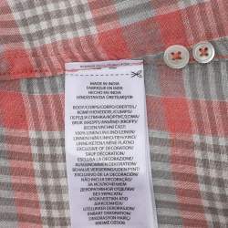 Pre Owned Polo Ralph Lauren Pink/Grey Checkered Linen Classic Fit Shirt L