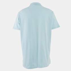 Pre Owned Polo Ralph Lauren Blue Logo Embroidered Cotton Pique Knit Polo T-Shirt XXL