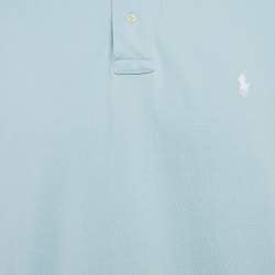 Pre Owned Polo Ralph Lauren Blue Logo Embroidered Cotton Pique Knit Polo T-Shirt XXL