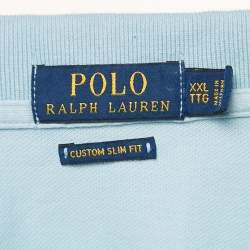 Pre Owned Polo Ralph Lauren Blue Logo Embroidered Cotton Pique Knit Polo T-Shirt XXL