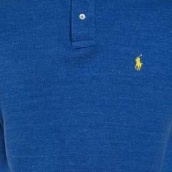Pre Owned Polo Ralph Lauren Blue Logo Embroidered Cotton Slim Fit Polo T-Shirt L