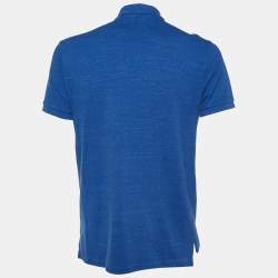 Pre Owned Polo Ralph Lauren Blue Logo Embroidered Cotton Slim Fit Polo T-Shirt L