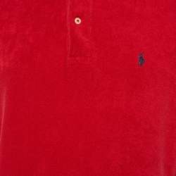 Pre Owned Polo Ralph Lauren Red Cotton Polo T-Shirt M
