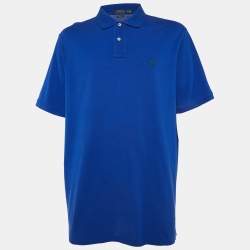 Pre Owned Polo Ralph Lauren Blue Embroidered Cotton Classic Fit Polo T-Shirt XXL