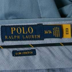 Pre Owned Polo Ralph Lauren Blue Gabardine Cotton Slim Stretch Pants XL