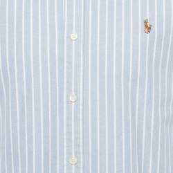 Pre Owned Polo Ralph Lauren Blue Striped Cotton Slim Fit Shirt L