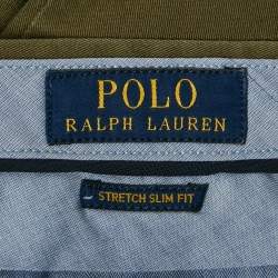 Pre Owned Polo Ralph Lauren Green Gabardine Cotton Slim Fit Chino Pants XL
