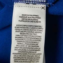 Pre Owned Polo Ralph Lauren Blue Cotton Applique Detail Polo T-Shirt S
