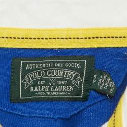 Pre Owned Polo Ralph Lauren Blue Cotton Applique Detail Polo T-Shirt S