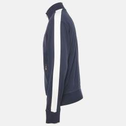 Polo Ralph Lauren Navy Blue Cotton Knit Zip-Up Contrast Trimmed Jacket M