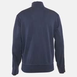 Polo Ralph Lauren Navy Blue Cotton Knit Zip-Up Contrast Trimmed Jacket M