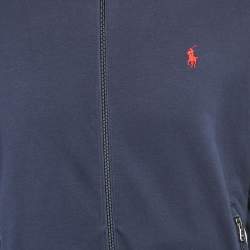 Polo Ralph Lauren Navy Blue Cotton Knit Zip-Up Contrast Trimmed Jacket M