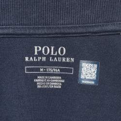 Polo Ralph Lauren Navy Blue Cotton Knit Zip-Up Contrast Trimmed Jacket M