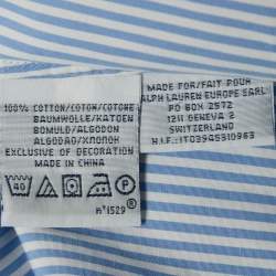 Pre Owned Polo Ralph Lauren Blue Stripe Cotton Button Down Shirt L