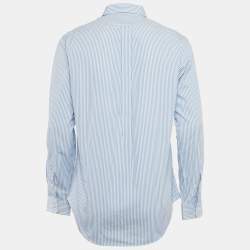 Pre Owned Polo Ralph Lauren Blue Stripe Cotton Button Down Shirt L