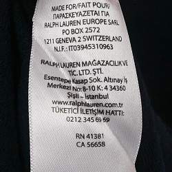 Pre Owned Polo Ralph Lauren Navy Blue Cotton Pocket Printed Polo T-Shirt XL