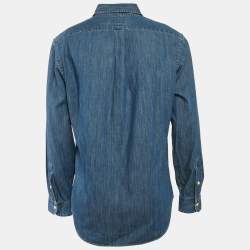 Pre Owned Polo Ralph Lauren Denim Blue Button Down Oversized Shirt L