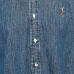 Pre Owned Polo Ralph Lauren Denim Blue Button Down Oversized Shirt L