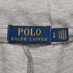 Pre Owned Polo Ralph Lauren Grey Logo Print Cotton Blend Knit Joggers S