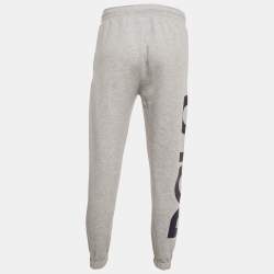 Pre Owned Polo Ralph Lauren Grey Logo Print Cotton Blend Knit Joggers S