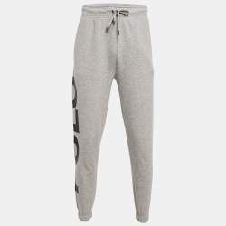 Pre Owned Polo Ralph Lauren Grey Logo Print Cotton Blend Knit Joggers S