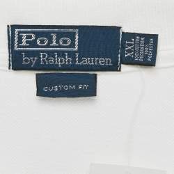 Pre Owned Polo Ralph Lauren White Applique Pique Cotton Polo T-Shirt XXL