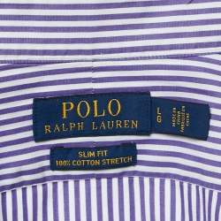 Pre Owned Polo Ralph Lauren Purple Striped Stretch Cotton Slim Fit Shirt L