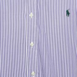 Pre Owned Polo Ralph Lauren Purple Striped Stretch Cotton Slim Fit Shirt L