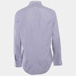 Pre Owned Polo Ralph Lauren Purple Striped Stretch Cotton Slim Fit Shirt L